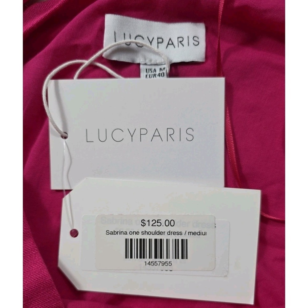 Lucy Paris Sabrina One Shoulder Maxi Dress Fuchsia Pink M NWT $125 - Picture 6 of 13